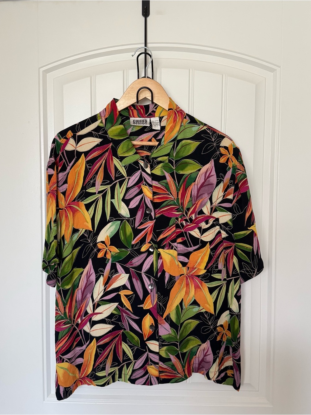 Chicos Design Women’s Size 2 (large) Vintage Tropical Button Front Shirt 90’s